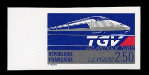 France, 1950-Present #2173 Cat€46, 1989 TGV Atlantic, imperf. sheet margin ...