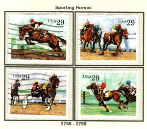 SC# 2756-59 - Sporting Horses - Set of 4 Used from album.