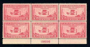 US Stamp #649 Aeronautics Conference 2c - Plate Block of 6 - MNH - CV $17.50