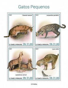 SAO TOME - 2021 - Small Cats - Perf 4v Sheet  - Mint Never Hinged