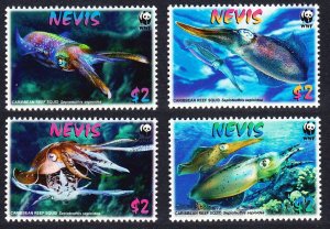 Nevis WWF Caribbean Reef Squid 4v 2009 MNH SC#2380-2383 SG#2155-2158