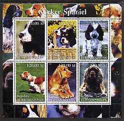 Turkmenistan 2000 Cocker Spaniel perf sheetlet containing...