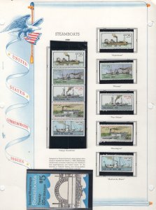 Scott 2405 - 2409 + BK166 - Steamboats On White Ace Pages  #02 2405s10bk