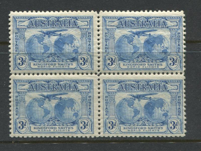 Australia 1931 Kingsford-Smith Flights set of 3 in unmounted mint blocks of 4