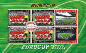 St Vincent - Austria 2008 Soccer Team - 6 Stamp  Sheet SAV0808