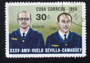 Cuba Sc# 1337  FLIGHT Seville to Camaguey AVIATION  30c 1968 used cto