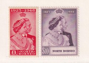 NORTH BORNEO # 238-239 VF-MNH KGV1 1948 SILVER WEDDING