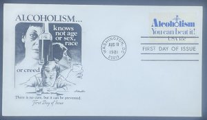 Scott 1927 FDC Alcoholism - You Can Beat It  Artmaster Cachet