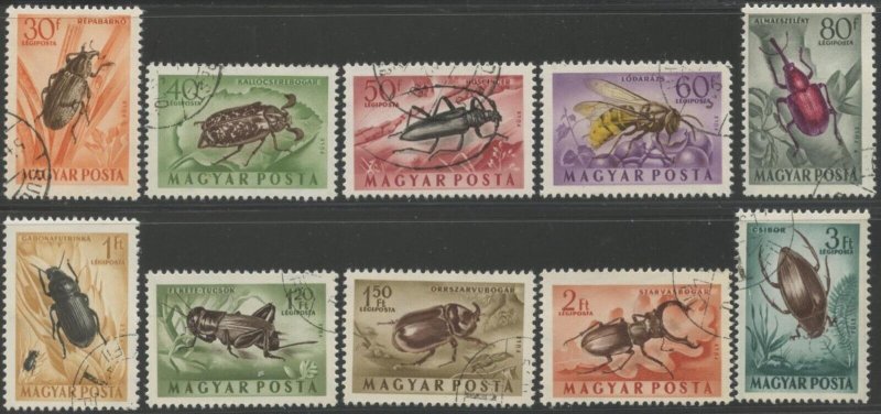 HUNGARY Sc#C136-C145 1954 Insects Complete Set Used (ab)
