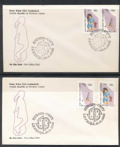 Cyprus Turkish 1989 Europa Children's Play 2x FDC