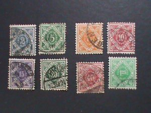 ​GERMANY-WURTTEMBERG 1875-1900 OVER 100 YEARS OLD-8 OFFICIAL USED STAMPS VF