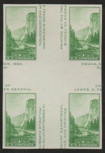 USA #769 SUPERB mint, Gutter Block of 4, no gum as issued, robust color! GEM!