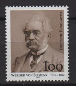 Germany 1992 - Scott 1768 MNH - 100pf, Werner von Siemens