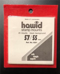 Stamp Mounts Supplies Hawid New 25 mounts 57mm by 55mm Black back Precut