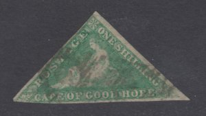 Cape of Good Hope Sc 15, SG 21, used. 1863 1sh emerald Hope Seated triangular
