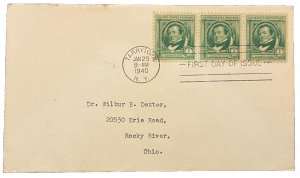 WASHINGTON IRVING #859 JAN 29 1940 TARRYTOWN NY FIRST DAY COVER (FDC) BX5