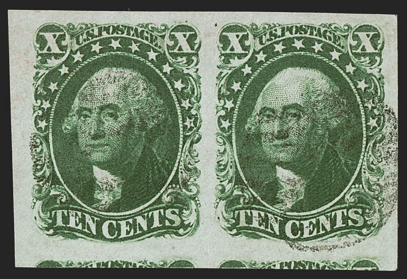 MOMEN: US STAMPS #14 IMPERF PAIR USED PSE GRADED CERT XF-SUP 95J LOT #89701