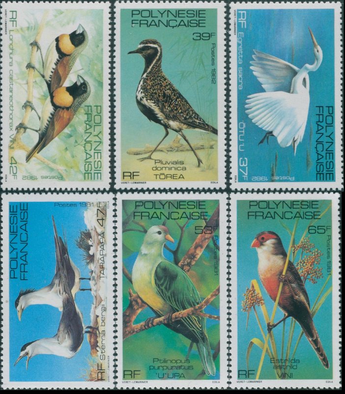 Beautiful Birds from French Polynesia SG379-381, 350-352 MNH sets