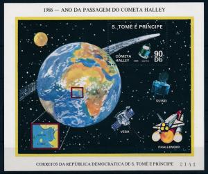 [64505] Sao Tome & Principe 1986 Space Travel Halley Comet Souvenir Sheet MNH