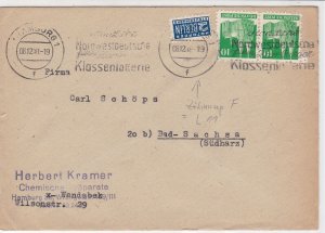 Germany 1948 Obligatory Tax Aid For Berlin Hamburg Cancel Stamps Cover Ref 24150