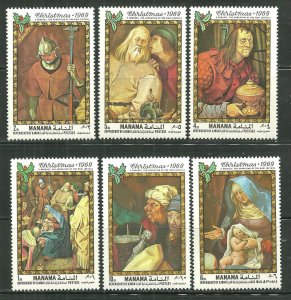 Manama MNH Set Christmas Adoration Of The Magi Paintings 1969