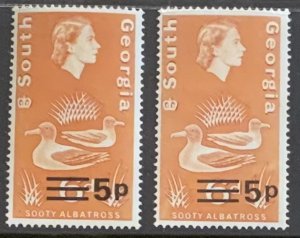 SOUTH GEORGIA 1977/8  SURCHARGES 5p  SG60 SG60w  UNMOUNTED MINT