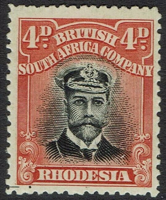 RHODESIA 1913 KGV ADMIRAL 4D DIE II PERF 14