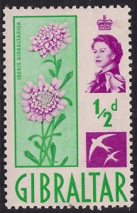 Gibraltar 1960 - 62 QE2 1/2d Candytuft MM SG 160 ( B127 )