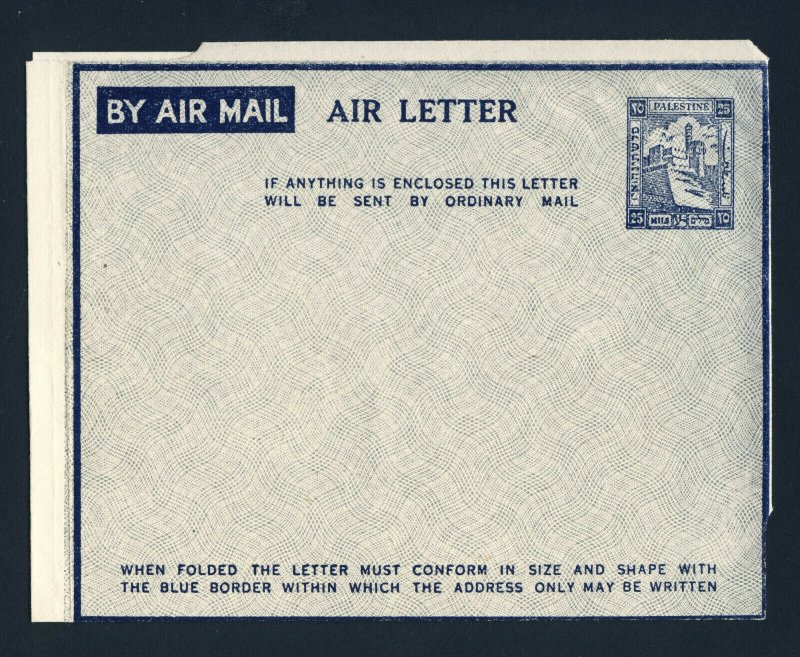 PALESTINE Aerogramme Air Letter Postal Stationary Unused