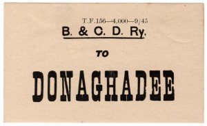 (I.B) Belfast & County Down Railway : Parcel Label (Donaghadee)