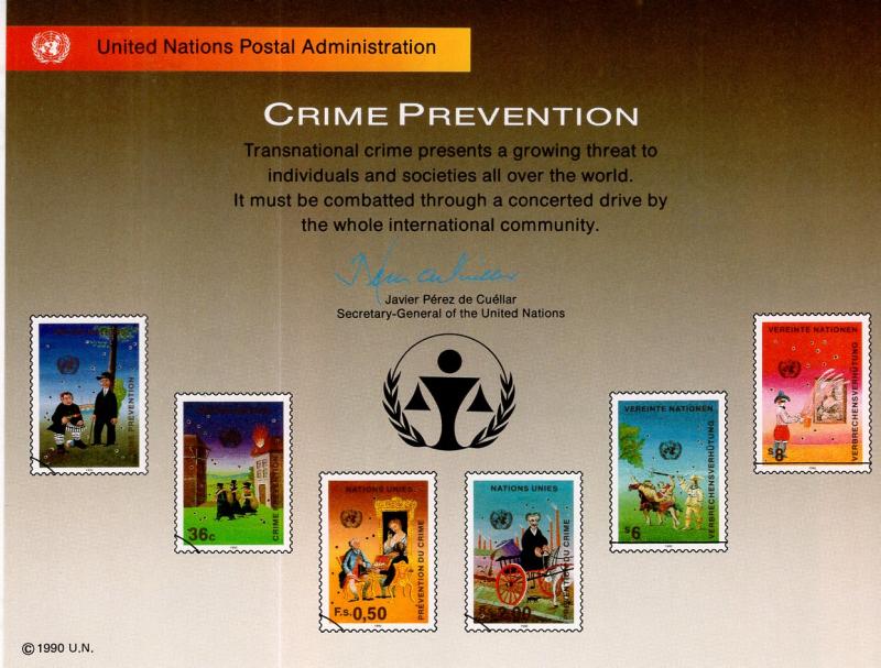 UN SC38 Crime Prevention Souvenir Card Mint