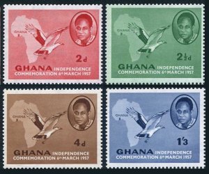 Ghana 1-4 sheets/60,MNH.Mi 1-4. Independence,1957.Kwame Nkrumah,Pulm-nut vulture 