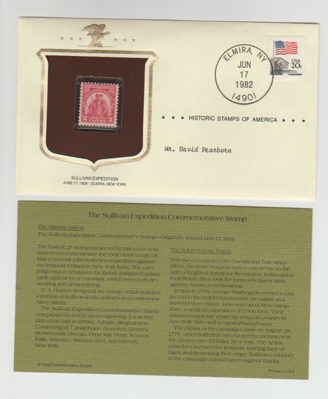 657 Sullivan Expedition w/ Historic Stamps of America Commemorative Cover