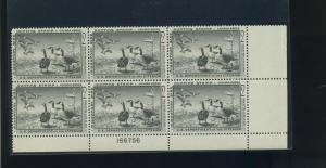 Scott #RW25 Federal Duck Mint Plate block of 6 Stamps  NH (Stock #RW25-pb2)