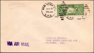Scott C9 20 Cents Plane & Map FDC Typed Address NY, NY Cancel SCV $125.00