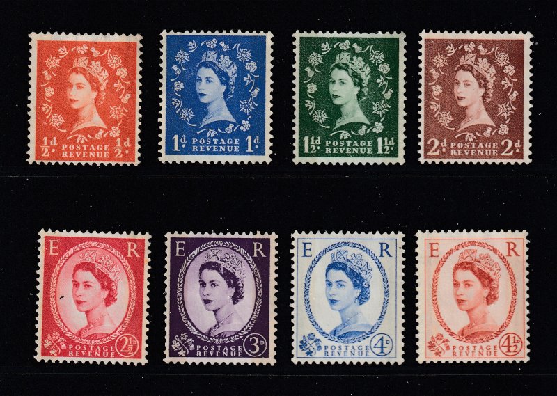 Great Britain x 8 QE2 MH deffs with Graphite lines