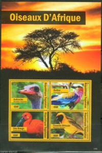 TOGO  2014 BIRDS OF AFRICA OSTREICH ROLLIER RED IBIS TISSERIN  SHEET MINT NH