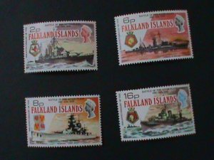 ​FALKLAND ISLANDS-1974-SC#237-40  35TH ANNIV: BATTLE WITH GERMANY-MNH-VF