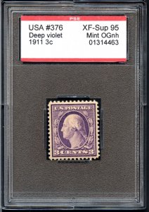 US SCOTT #376 MINT-XF-SUPERB-OG-NH GRADED 95 PSE SLAB SMQ $300 (7/23/24 GP)