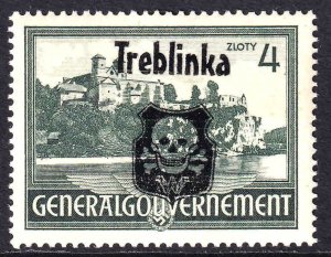 POLAND N75 TREBLINKA OVERPRINT OG NH U/M VF BEAUTIFUL GUM