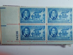 SCOTT #996 INDIANA WILLIAM H. HARRISON PLATE BLOCK #24266 LL MINT NEVER HINGED