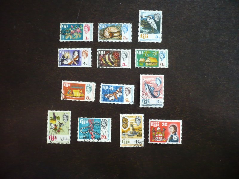 Stamps - Fiji - Scott# 260-270,273,276- Used & Mint Hinged Part Set of 13 Stamps