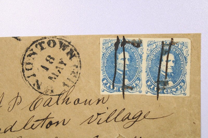 CSA - 1862 Uniontown ALA Canceled Cover / #1 Pair - L38880