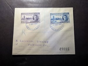 1947 Registered British Falkland Islands Cover South Georgia to Port Stanley