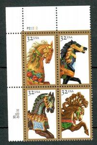 2976 - 2979  Carousel Horses MNH Plate Block - UL