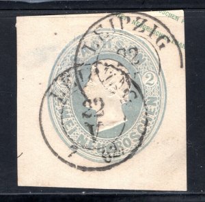 Saxony 2ng light blue Post-Couvert cut square,  Used VF    ...   5530025