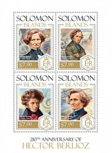 Solomon Islands - 2013 Hector Berlioz - 4 Stamp Sheet - 19M-317