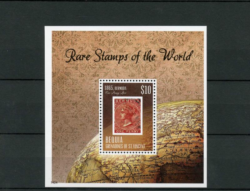 Bequia Grenadines St Vincent 2014 MNH Rare Stamps World 1v SS Bermuda Penny Rose 