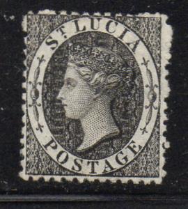 St Lucia Sc 7 1864 1d black Victoria stamp mint