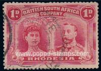 Rhodesia SG#123 Used - 1910 1d.  - Kings, Queens, Numbers -
